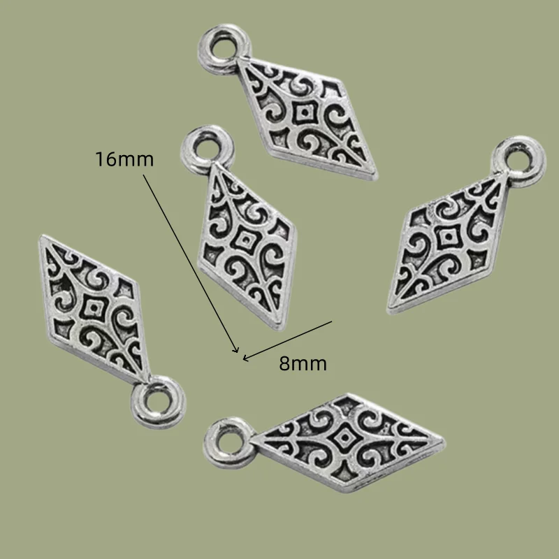 30pcs Silver Color Mini 3D Prismatic Shuttle Dart Pendant Retro Earrings Bracelet DIY Metal Jewelry Charms Handmade Supplies