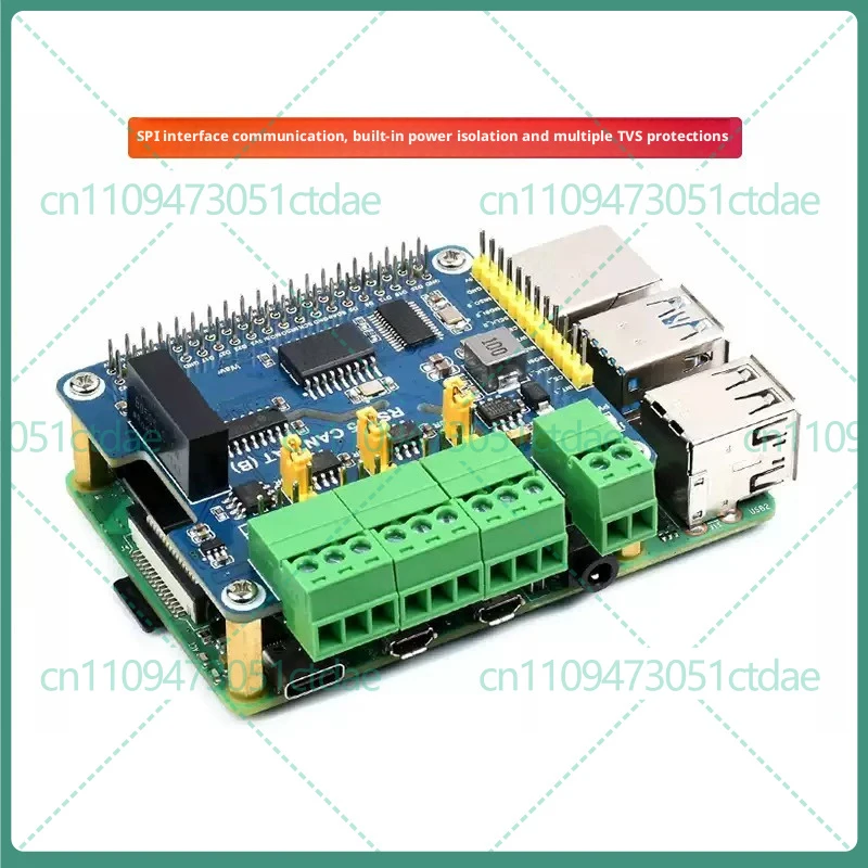 For Raspberry Pi 4B Isolated Dual RS485 & CAN Bus Expansion Board