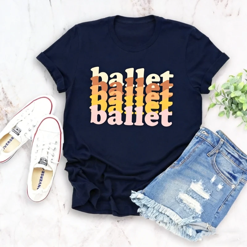 Ballet Teacher Shirt Ballerina Dance Coach Party Gift for Printed T-shirt Tops Crewneck All-match Casual Regular Short Sleeve
