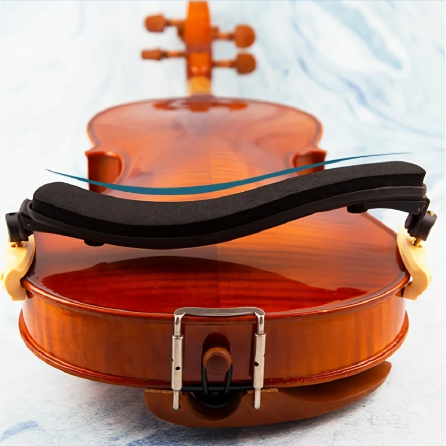 1 PC Adjustable Violin Shoulder Rest - Comfortable for 1/4 & 1/8, 3/4 & 4/4 Sizes, Black Plastic, Essential Instrument Accessory