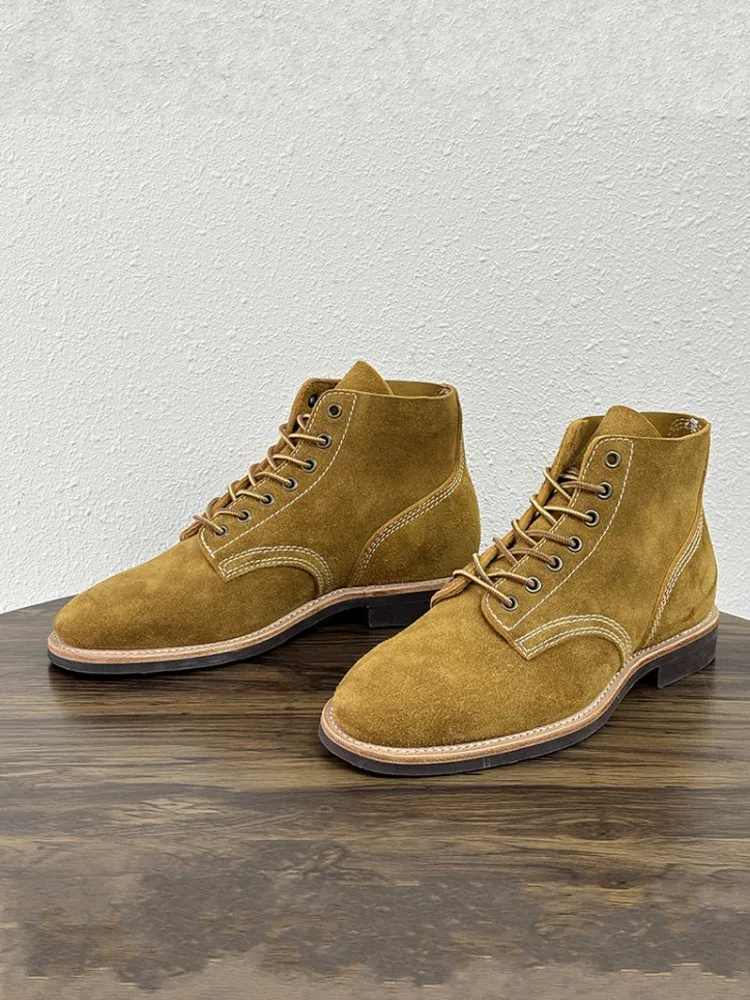 Customized 30 Days Men Work Cow Suede Leather Comfortable Round Toe Lace Up Ankle Boots Low Cut Classic Motorcycle Desert Boots