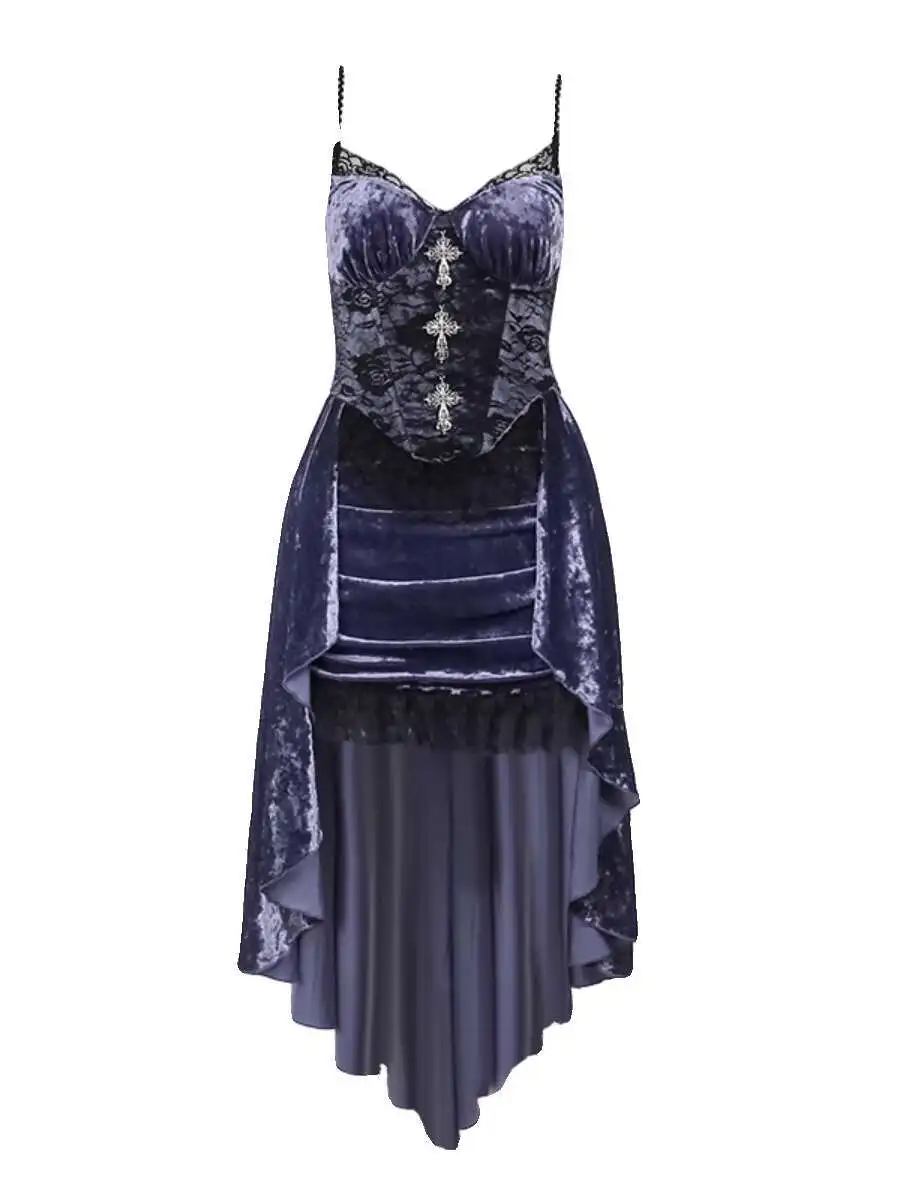 Goth roupas femininas roxo hottie lori terno sexy lolita suspensórios saia xale blusa vestido de noite festa bar mitzvah magnífico