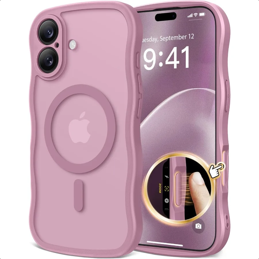 

CAPRARO Magnetic for iPhone 17 Case for Women Girls Upgraded [Full Camera Protection] [Compatible with MagSafe] Cute Wave Trans