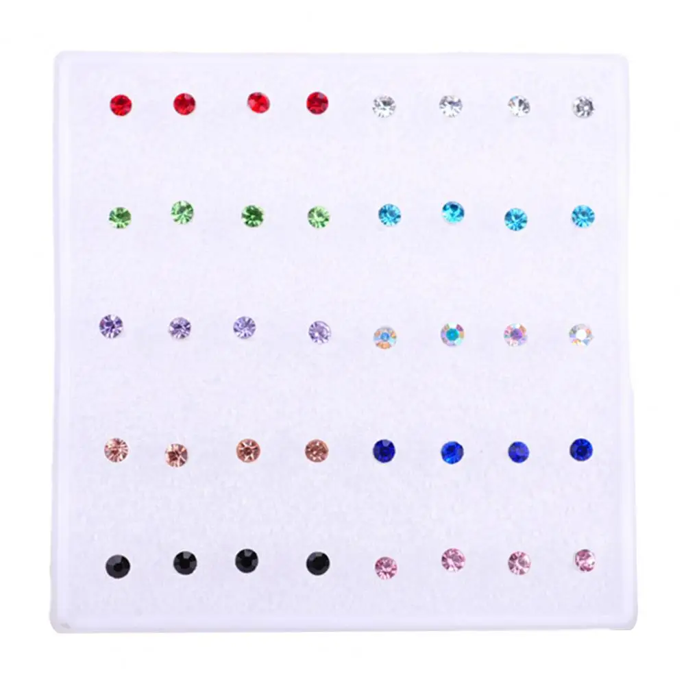 20 Pairs Chic Solid Color Ear Studs Set Stainless Women Earrings Set Faceted Luxury Lady Ear Studs Set for Daily Wear