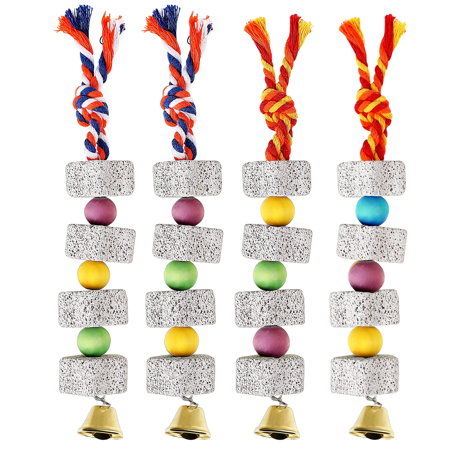 

4 pcs Parrot Chew Mineral Stone Beak Grinding Stones For Small Medium Large Birds Parakeet Cockatiel Conure Hamster Cage Hanging