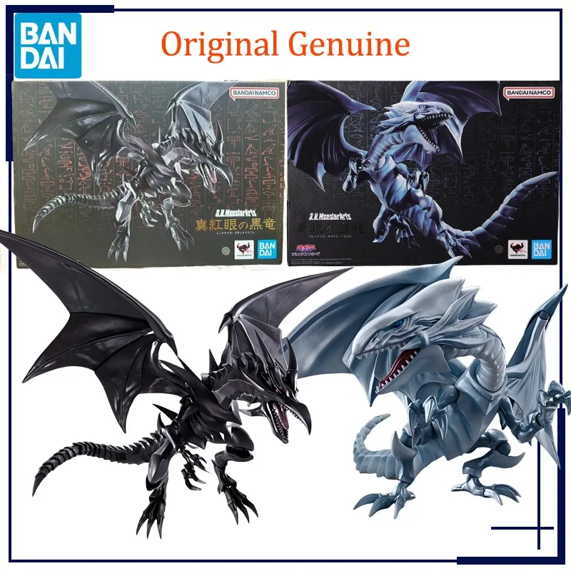 Original Genuine Bandai Anime Duel Monsters Yu-Gi-Oh! Blue-Eyes White Dragon Red-Eyes Black Dragon Model Toys Action Figure Gift