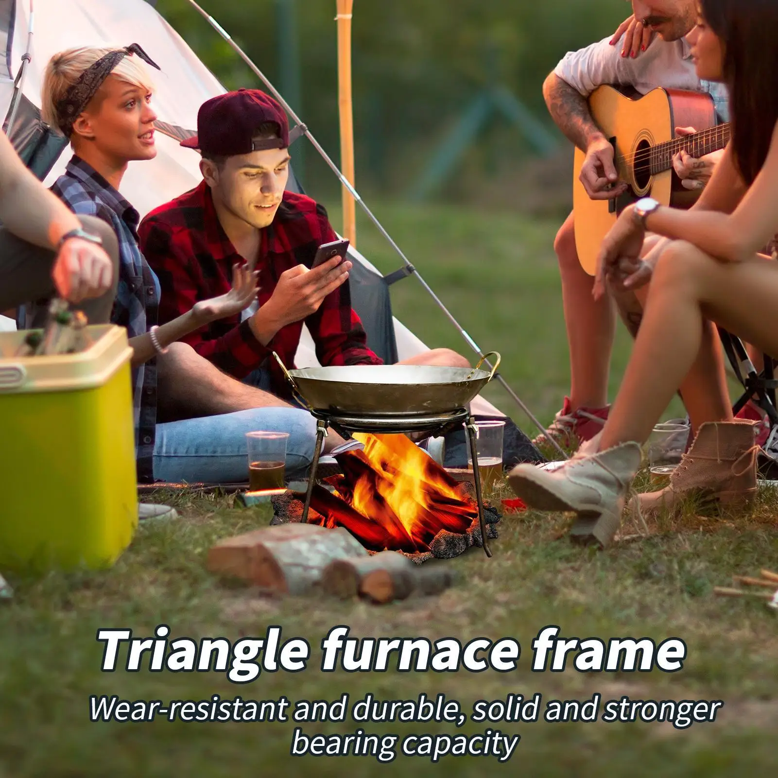 

Camping Tripod For Cooking Triangle Pans Stand Foldable Portable Triangle Furnace Frame For Survival Travel Camping Fishing