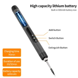 Saldatore USB 5V Mini piccolo Set di saldatore interfaccia portatile di tipo C per uso domestico batteria da 600mAh temperatura regolabile