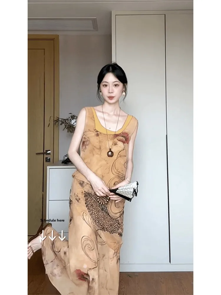 Nowa chińska bluzka damska z kwiatowym wzorem, na ramiączkach, letni hit, stringi, długa bluzka.