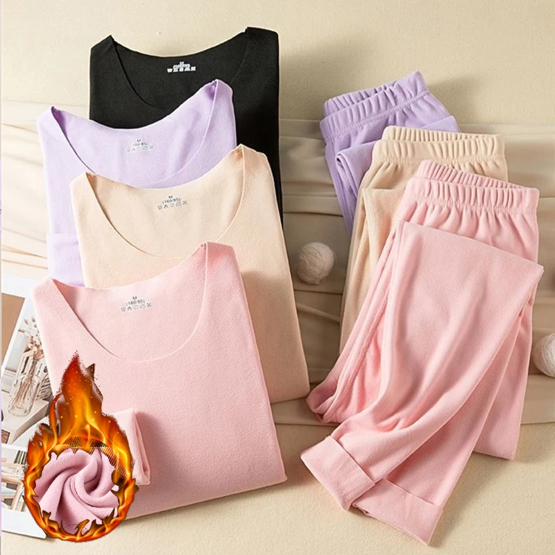 الخريف والشتاء المرأة الملابس الداخلية الحرارية الإناث طويلة الأكمام ملابس داخلية مريحة السيدات بلون سميكة الملابس #3