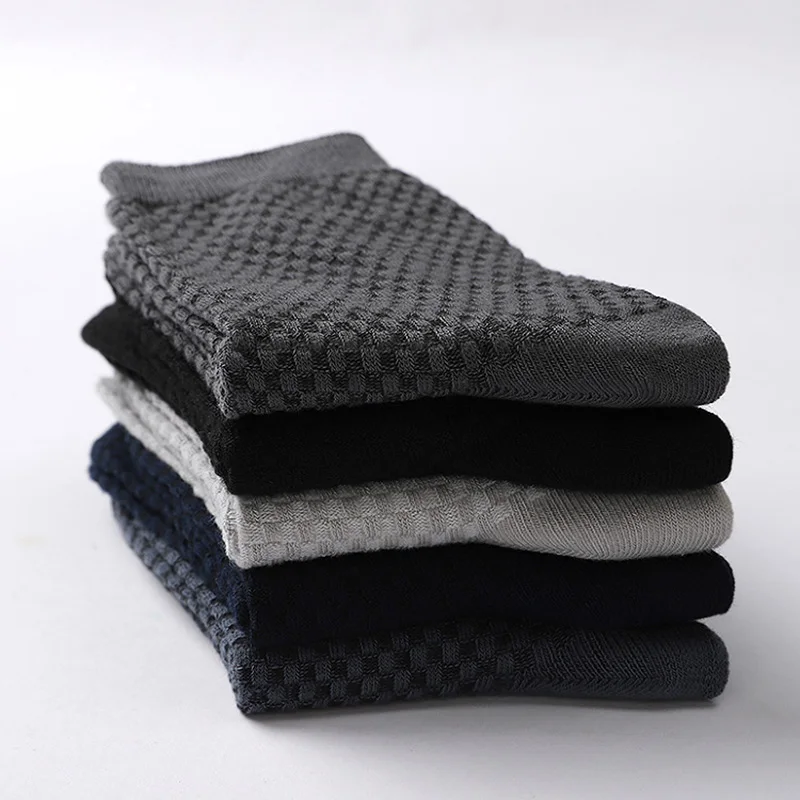 10 Pair Men's Bamboo Fiber Socks Harajuku Retro Breathable Business Man Socks Black Long Sock Deodorant Gift Set Size 39-46