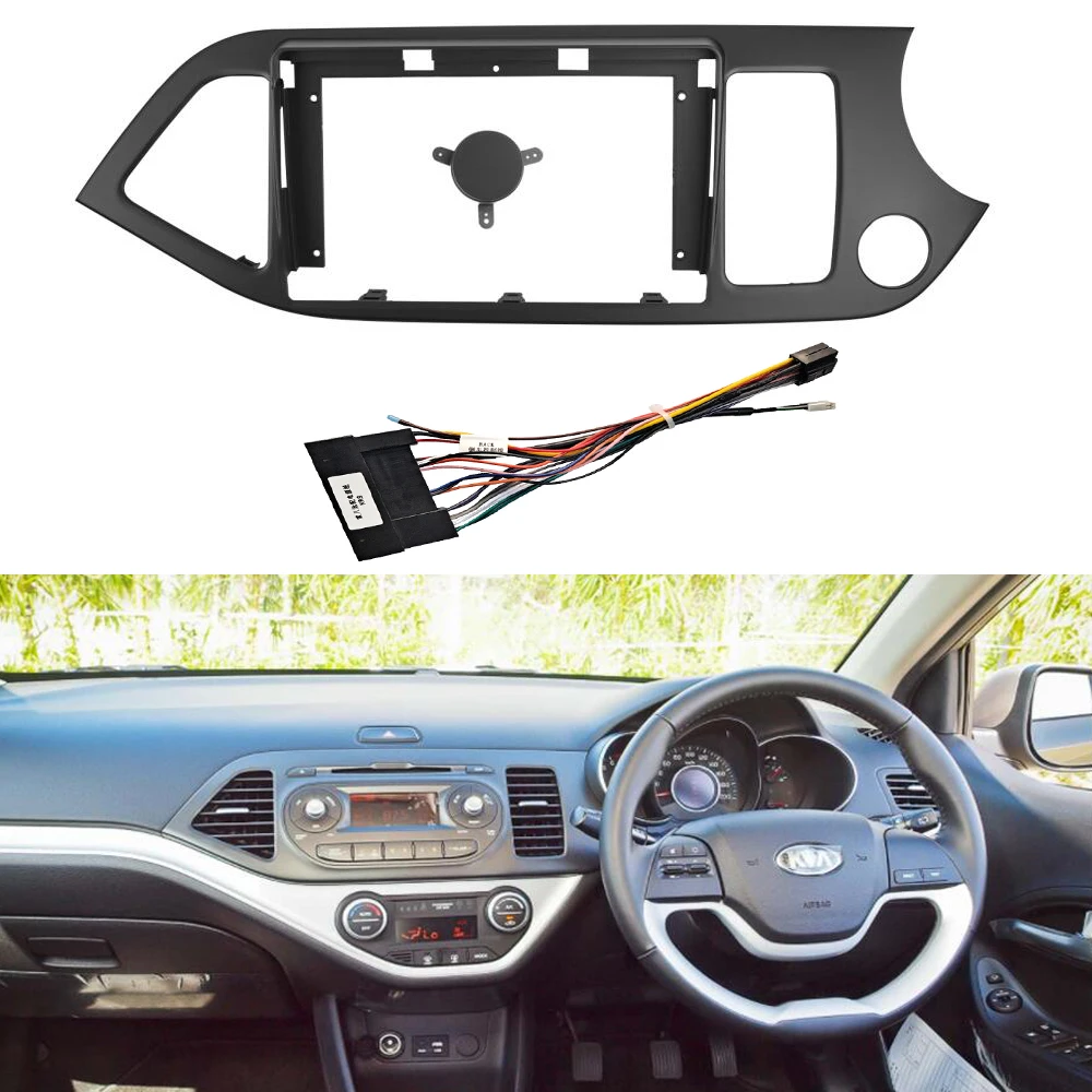 9 Inch Car Radio Fascia For Kia Picanto / Morning 2011+ 2 Din DVD GPS MP5 Android Player Stereo Panel Dash Frame Installation