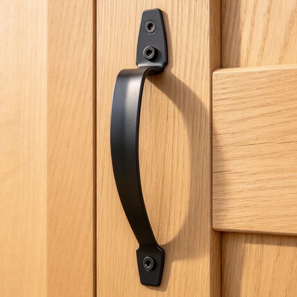 Outdoor Gate Handle Pull in Black Steel for 10-38 Inch Width Doors For Build Precision Square Hole Mounting Hardware