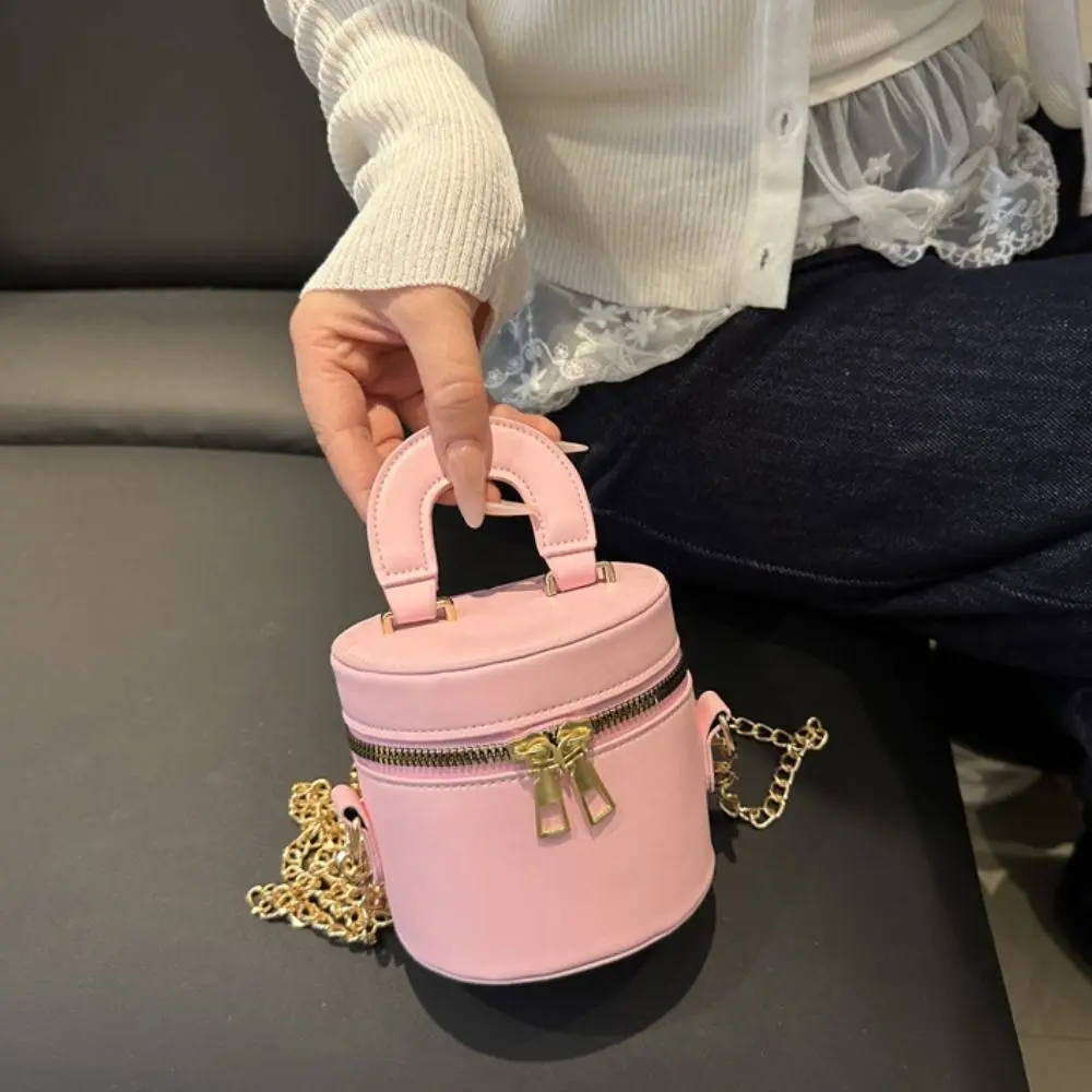 

Solid Color Box Crossbody Bag PU Leather Shoulder Bag Mini Lipstick Bag Minority Design Small Square Bag Cylinder Bag Children