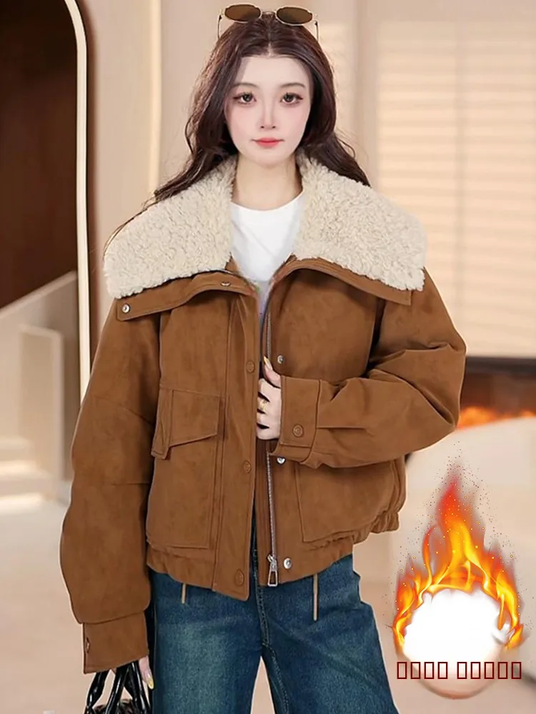 

Женская модная зимняя верхняя одежда Ele Thiened Fce ort Jaet с воротником-стойкой и застежкой-молнией, цветной