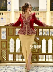 Karakou Algerien Evening Dress Muslim Party Kaftan Caftan Appliques Gold Lace Dress Elegant Customized Gown Vestidos De Gala