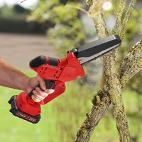 Handheld 6-inch Electric Chainsaw 2 Batteries 1 Charger Compact Portable for Trimming Pruning Cutting