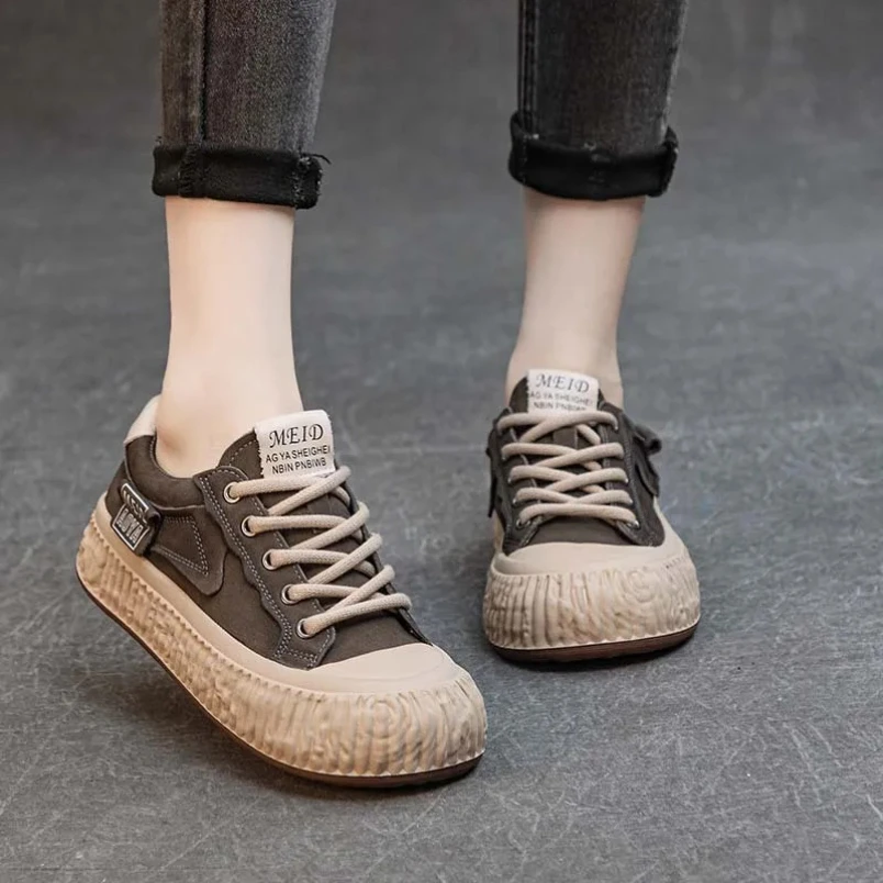 

Высококачественные кроссовки из 100% натуральной кожи, туфли на плоской платформе, осенние трендовые кроссовки на шнуровке, женская обувь