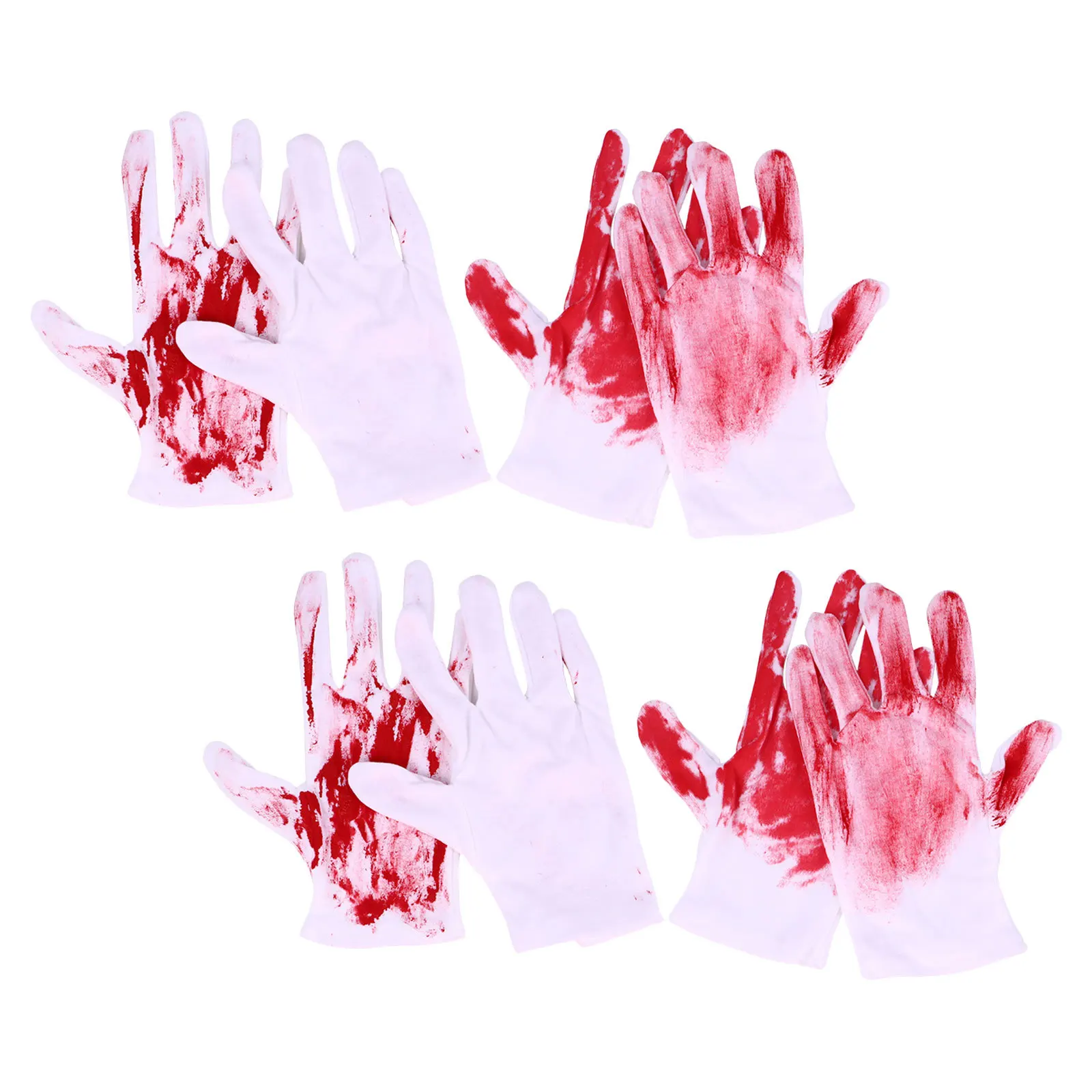 

4 пары кровавых перчаток на Хэллоуин, белые эластичные вязаные брызги крови, аксессуары для костюмов, ужасы, вампир, зомби, мясник