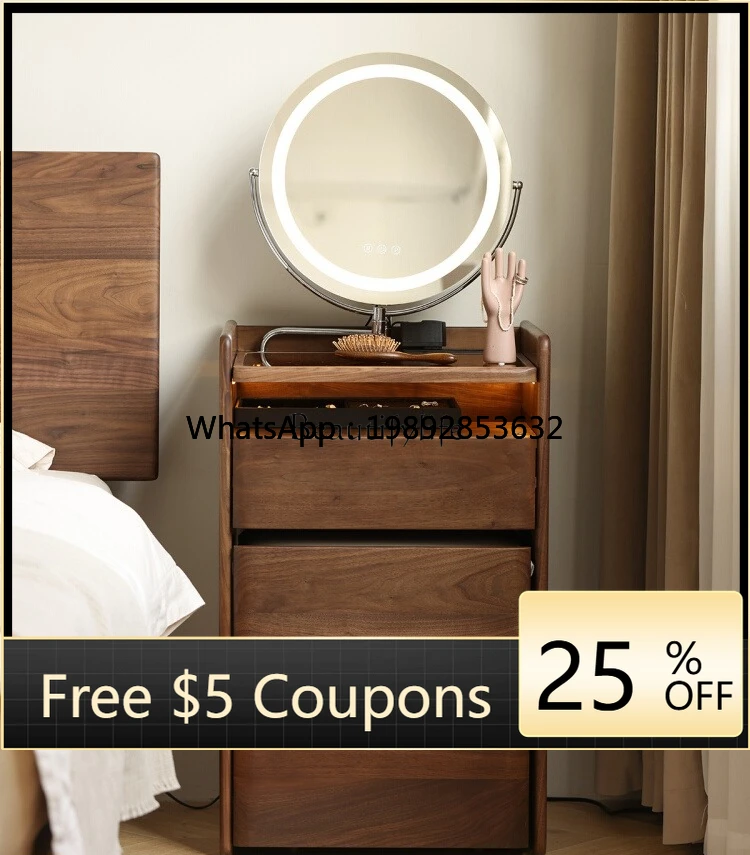 

FF North American black walnut dresser simple modern bedside storage cabinet glass