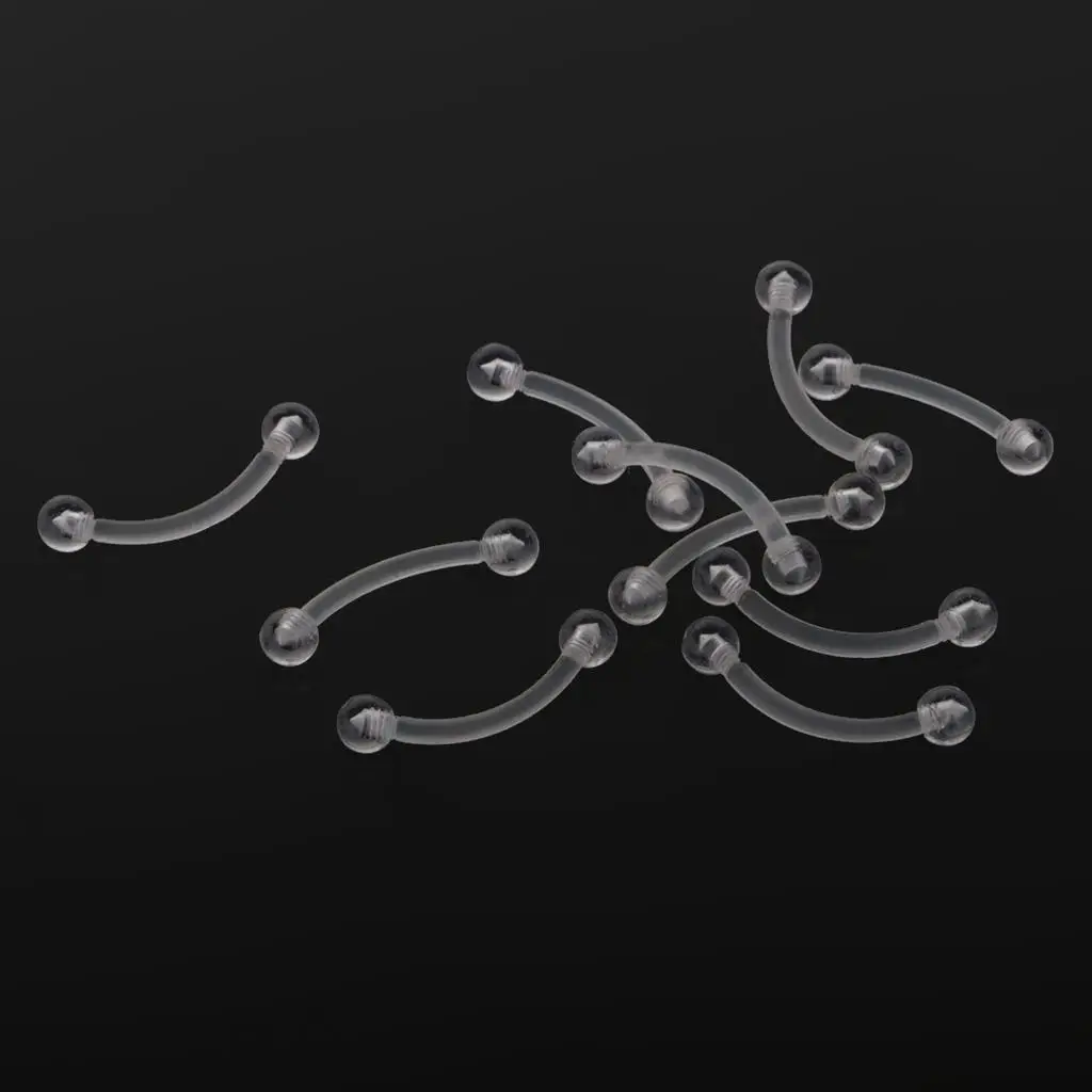 Clear Acrylic Eyebrow Studs Rings 18G Piercing Jewelry Hypoallergenic Stud Earrings for Nose Lip Ear