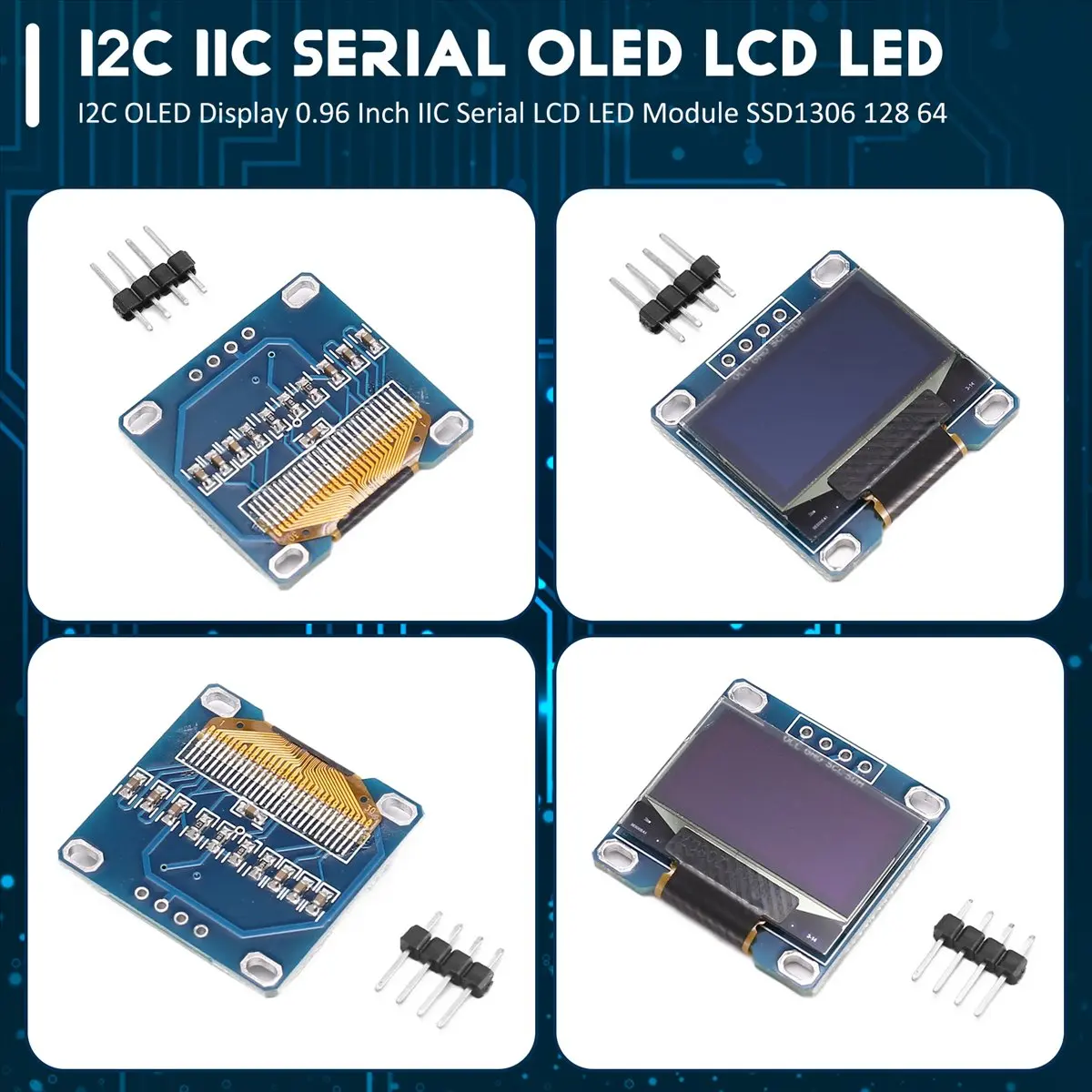 

A23G I2C OLED Display 0.96 Inch IIC Serial LCD LED Module SSD1306 128 64 for Arduino with 40 Pcs Dupont Wire