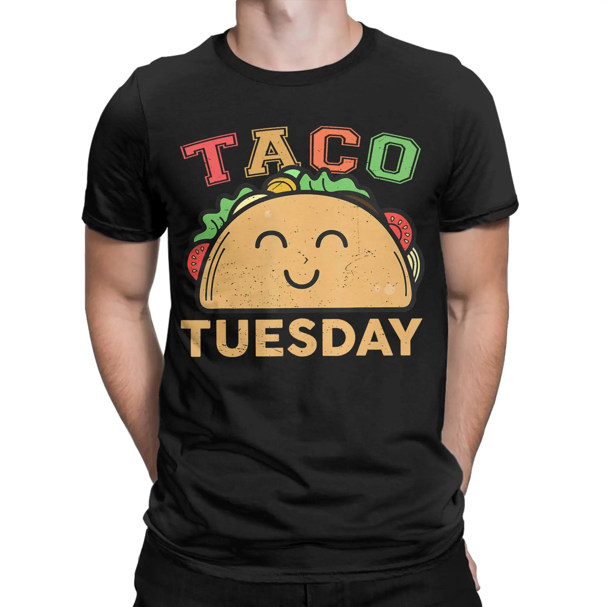 Men's T-Shirts Taco in the Rain Humor Pure Cotton Tee Shirt Short Sleeve  T Shirt O Neck Tops Gift Idea