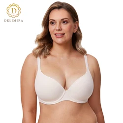 DELIMIRA Women's Seamless Bra Plus Size Full Coverage Tshirt Supportive Lightly Padded Underwire Bras