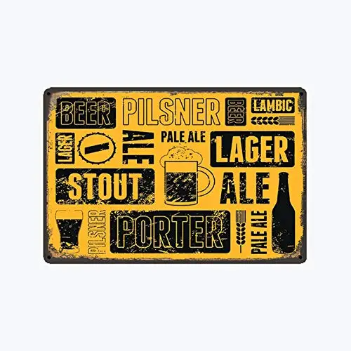 Pilsner Lambic Lager PALE ALE Stout Beer metal tin sign for Bar Cafe Pub Wall Decor Retro Vintage 8 X 12 inches