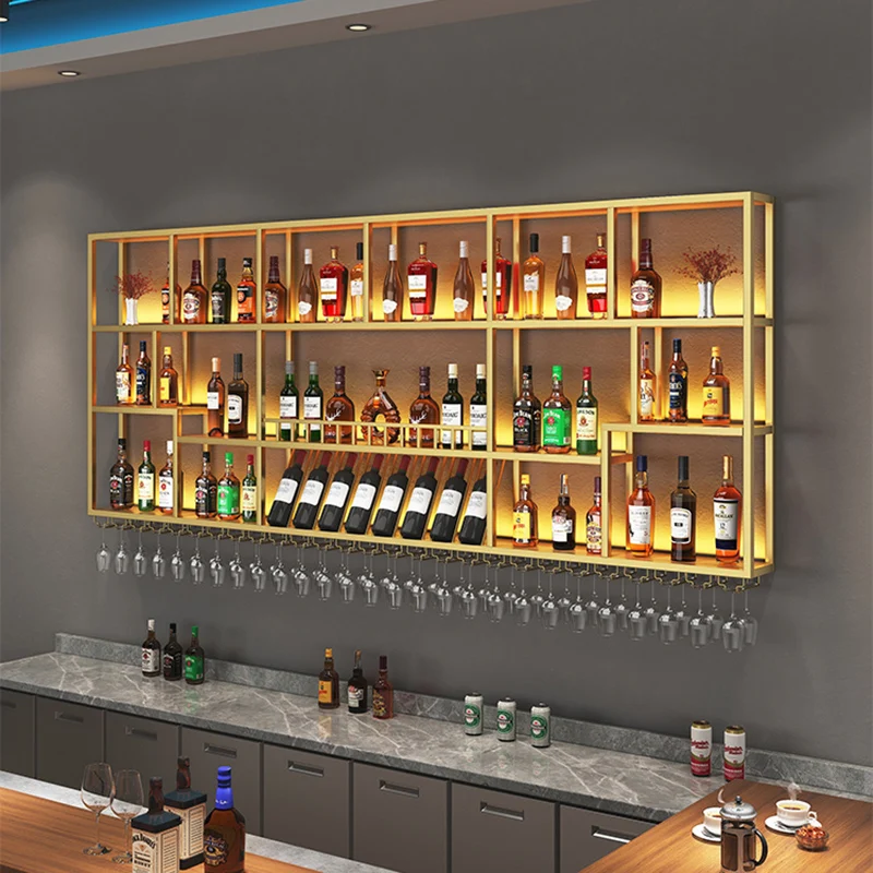 Corners Salon Bar Cabinets Shelfs Walls Mounted Storages Reinforce Wines Racks Hanging Luxury Botellero Vino Hotel Furnitures