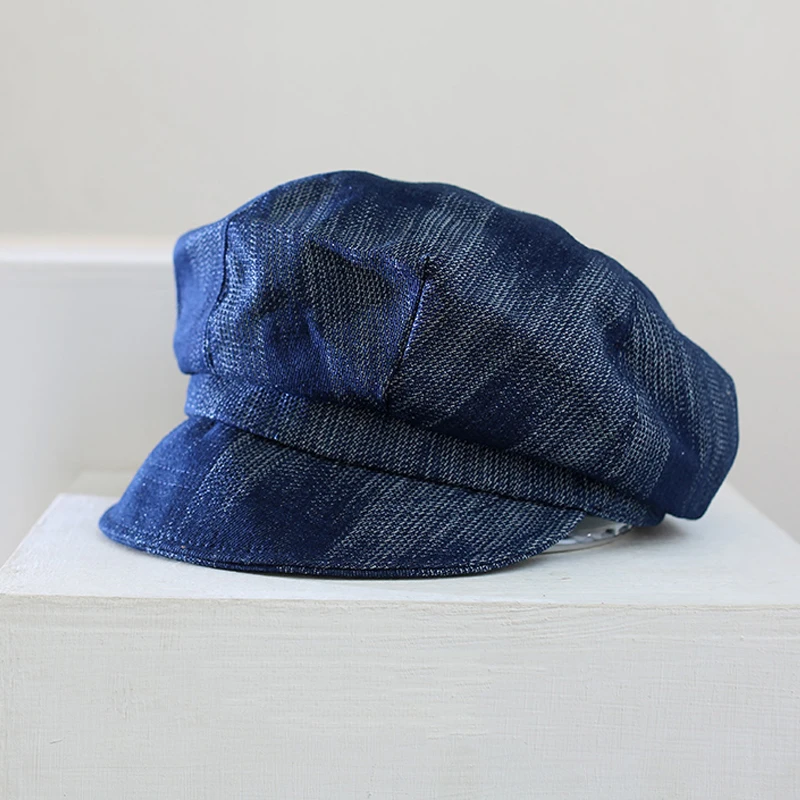 Berretto da donna ottagonale cappello da strillone Denim durevole accessorio primaverile per pittore autunnale all'aperto