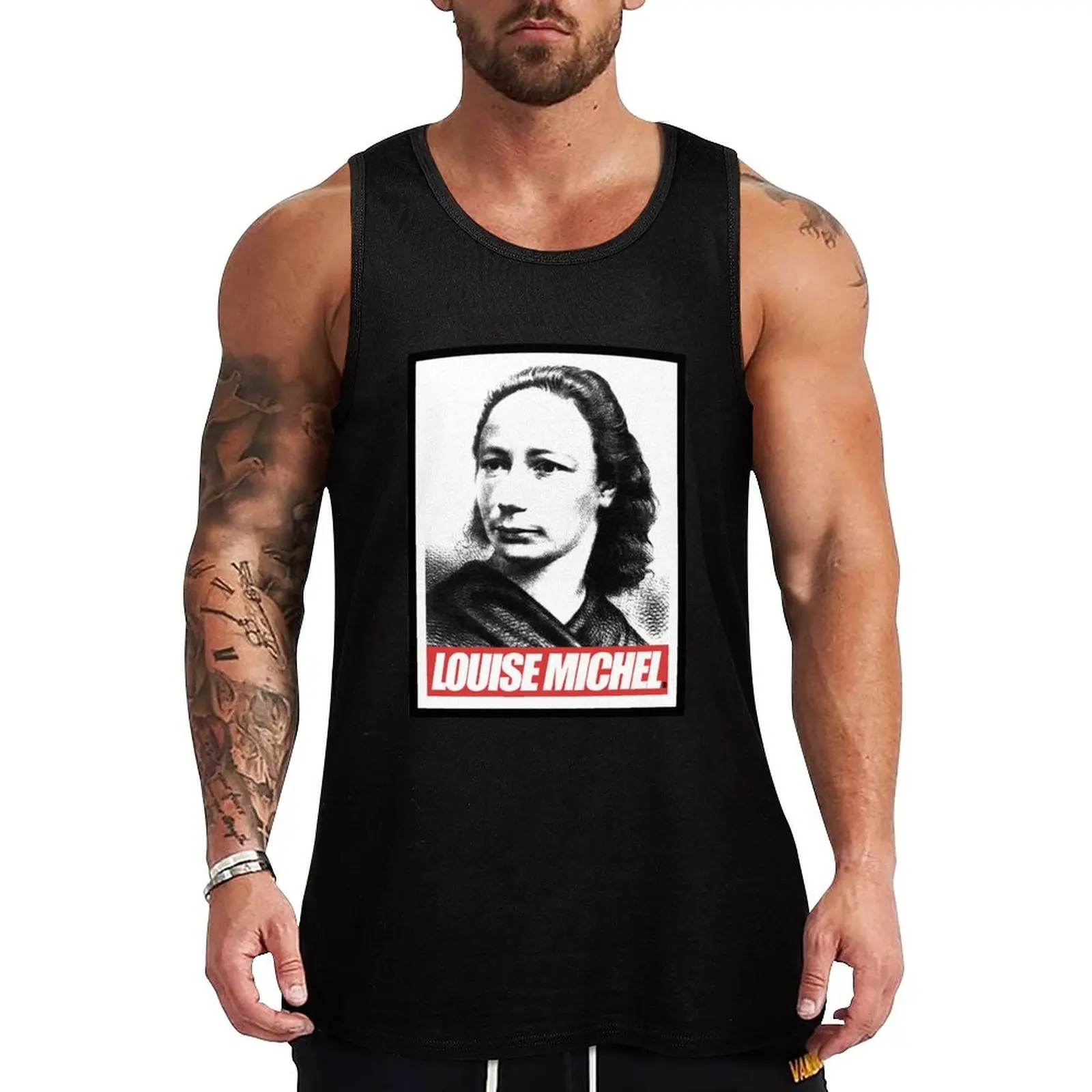 LOUISE MICHEL Tank Top Gym t-shirt man bodybuilding t shirt gym clothes man fitness