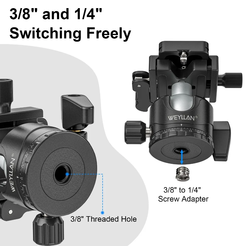 WEYLLAN EH36L Профессиональная шаровая головка 36 мм с низким гравитационным низкопрофильным штативом 360 °   Панорамная шаровая головка для штатива-монопода DSLR