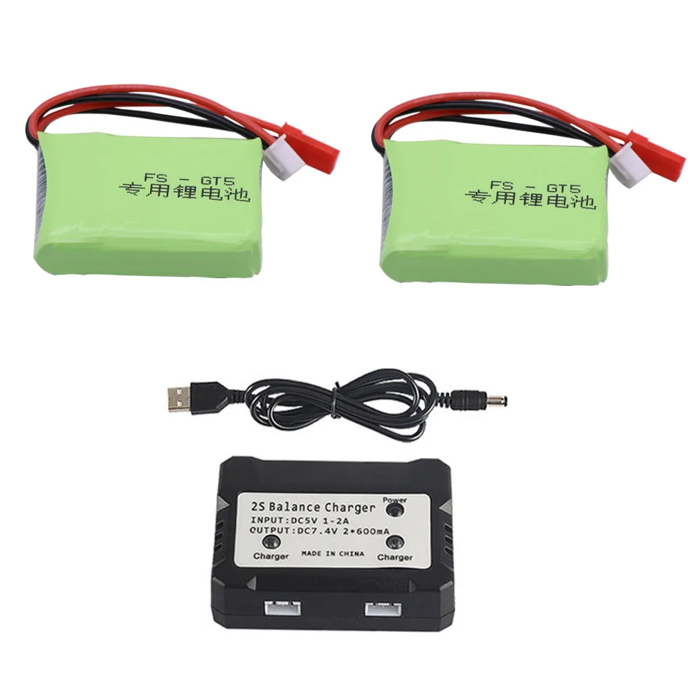 7.4V 1500mah 2S RC Lipo Battery and Balance Charger for Flysky FS-GT5 2.4G 6CH Transmitter RC Cars Boats helicopters toys parts