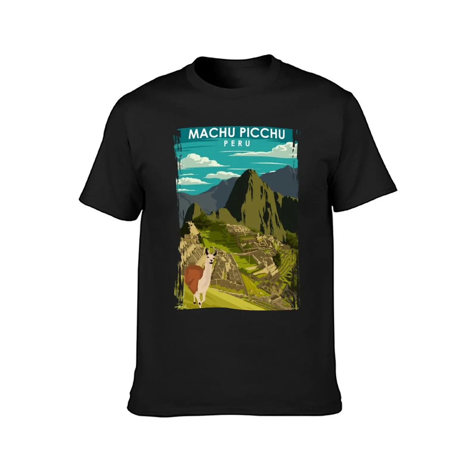 Machu Picchu Peru Vintage Minimal Retro Incan Travel Poster T-Shirt blacks korean fashion summer top kawaii clothes mens t shirt