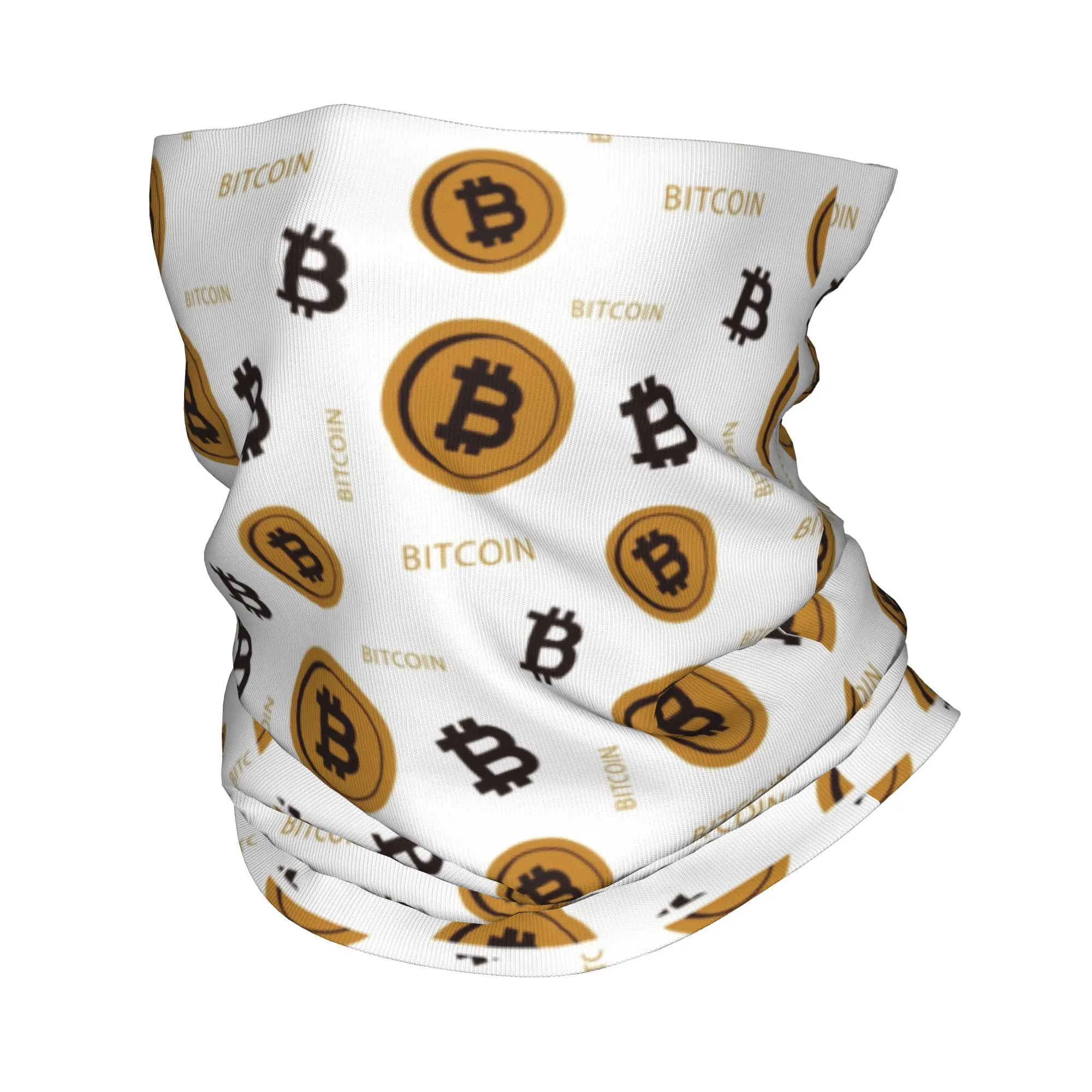 

Custom Bitcoin Money Bandana Winter Neck Warmer Men Windproof Wrap Face Scarf for Blockchain Cryptocurrency Gaiter Headband