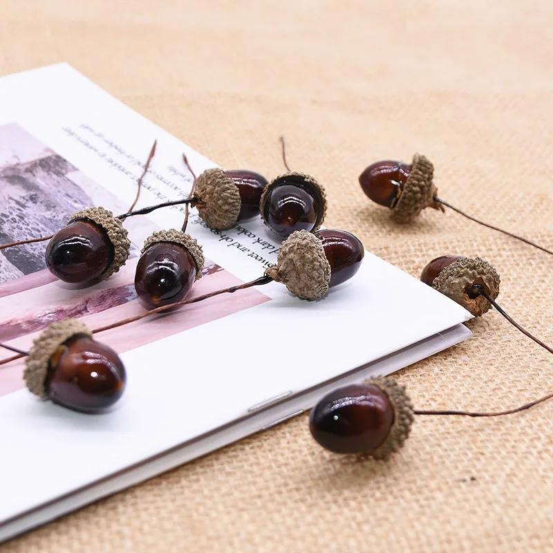 12/24 stücke Künstliche Früchte Eicheln Mini Schaum Gefälschte Nüsse Tannenzapfen Beere Blumen Bouquet Für Hochzeit Weihnachten Scrapbooking Kranz – Detail 8