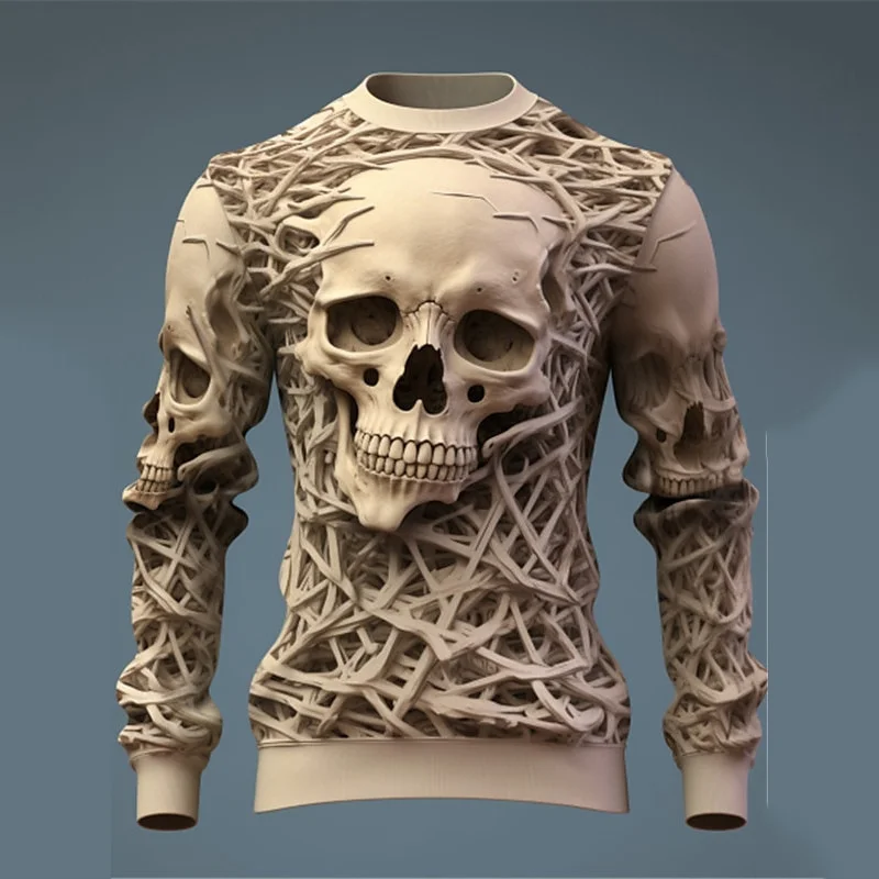 3D Printed Funny Skull Sweatshirts For Men Personality Pattern Hoodie Fashion Harajuku Casual O-Neck Hoodies Oversized Pullover