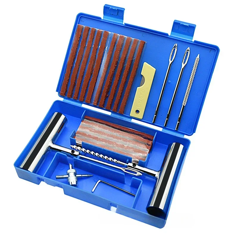 33/57pcs Auto Tire Repair Set Puncture Repair Tools Car Van Motorcycle Bike Emergency Heavy Duty Tubeless Tire Repair Rivet Set