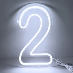 Sinal numérico LED Neon para o aniversário, Decoração da festa de casamento, Números altos, Poder por USB alimentado, 1 2 3 4 5 6 7 8 9 0, 38 cm