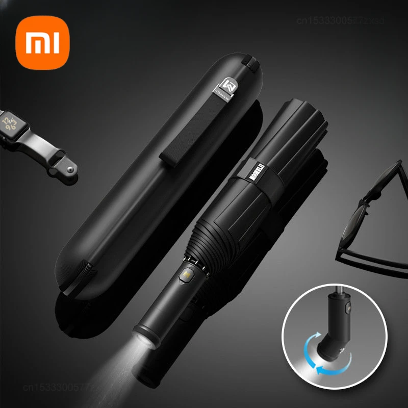 Xiaomi Automatic Umbrella Three-folding Umbrella Strong Wind-resistant Shrinkable LED Sunshade UV Protection Outdoor Umbrella