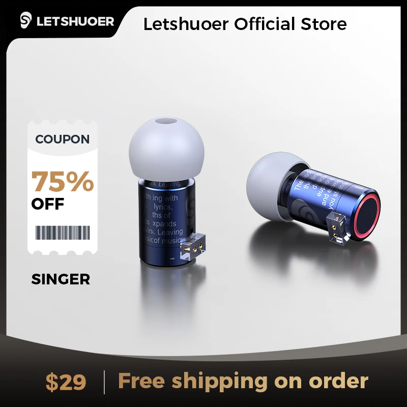 

LETSHUOER Singer | 8 мм динамический магнитостатический драйвер, гибридные наушники IEM с насадкой для настройки и 4N медный сбалансированный кабель 2,5 мм