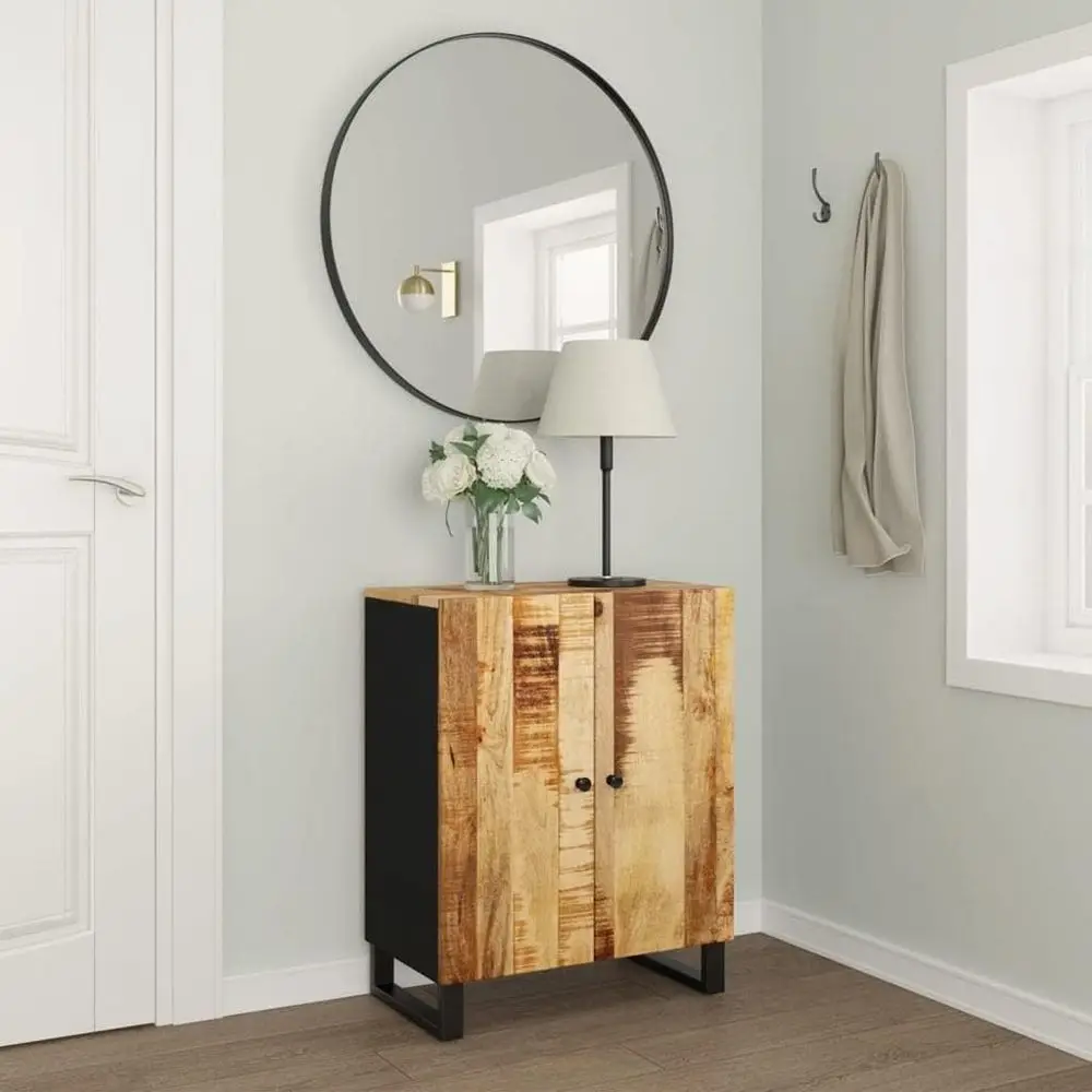 

Тумба из мангового дерева с 2 дверцами и полками, черная, 13x23.6x29.5, идеально подходит для кофейни, гостиной или столовой