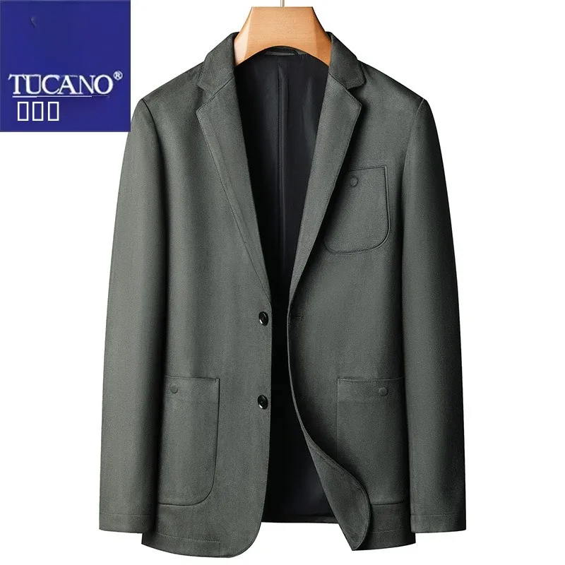 

TUCANO Woodpeer Suede Leisure Suit Lightweight Luxury Single-Breasted Men's Jaet Faionable Urban Sle Long Sve
