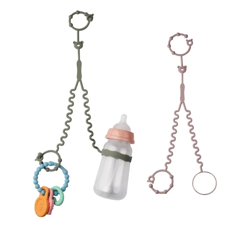 Silicone 2-in-1 Infant Pacifier Chain Baby Teethers Feeding Bottle Anti-lost Chain Portable Pacifiers Leashes Nipple Accessories