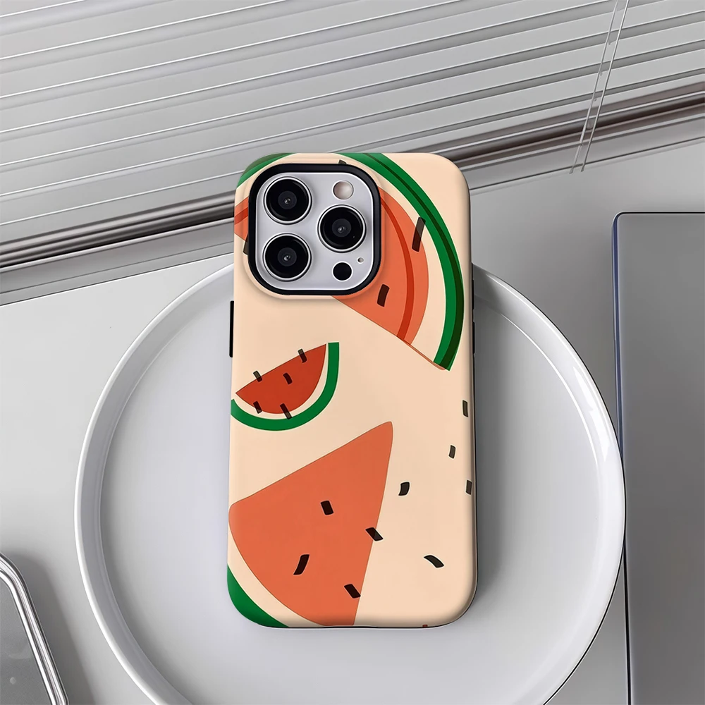 شرائح البطيخ IPhone17 يجب أن يكون لهاتف IPhone 17 16 15 14 13 12 11 Pro Max Plus غطاء خلفي مزدوج الطبقة