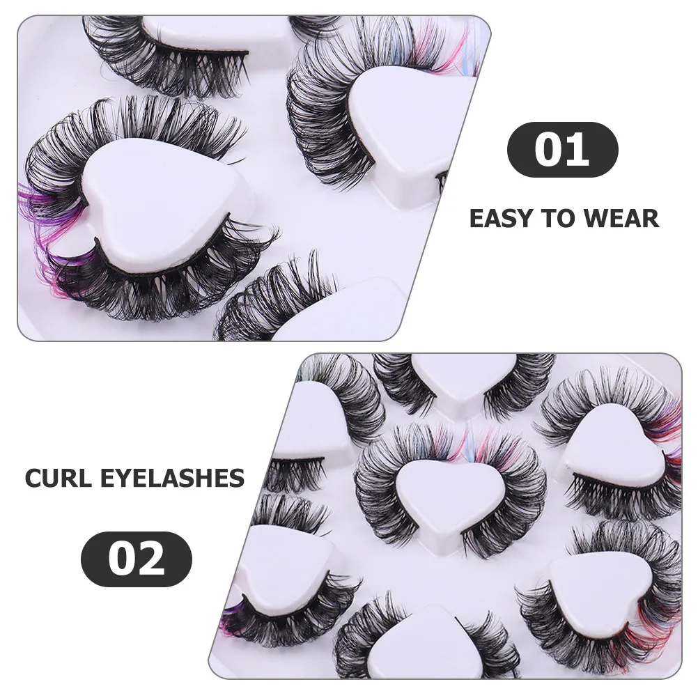 7Pairs Colored False Lash Extensions Curl Dramatic Lifted Effect Comfortable Wear All Day Ideal for Stage Makeup Cosplay Prom