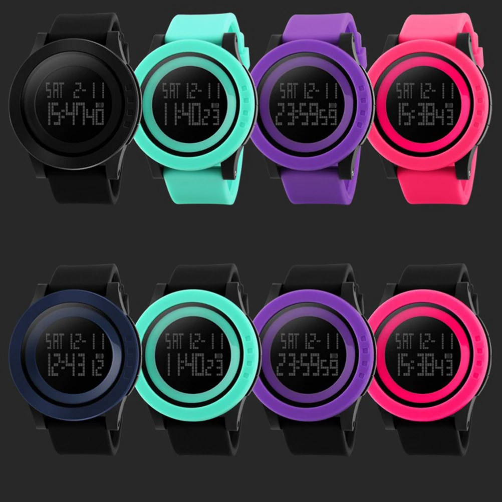 

Waterproof Watch for Men LED Digital Sports Time Display Backlight Alarm Stopwatch 50m Daily Use Silicon Band Resin Mirror