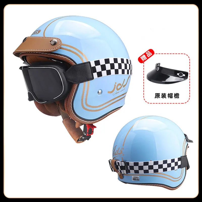 

Motorcycle Helmet Retro Moto Helmet 3/4 Open Face Helmets Vintage Riding Motocross Helmet Half Face Breathable DOT Certification