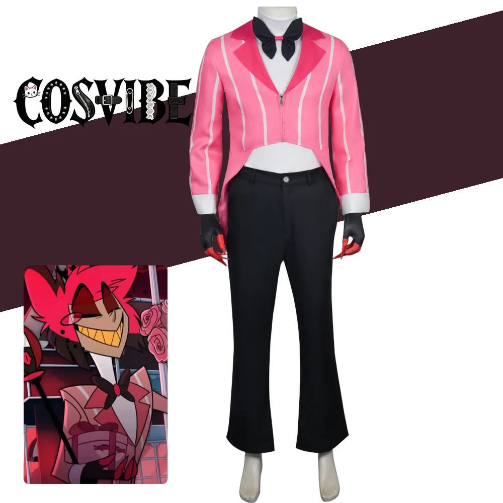 

Hazbin Hotel Alastor Cosplay - Pink Uniform Suit Adults Men Women Carnival Halloween